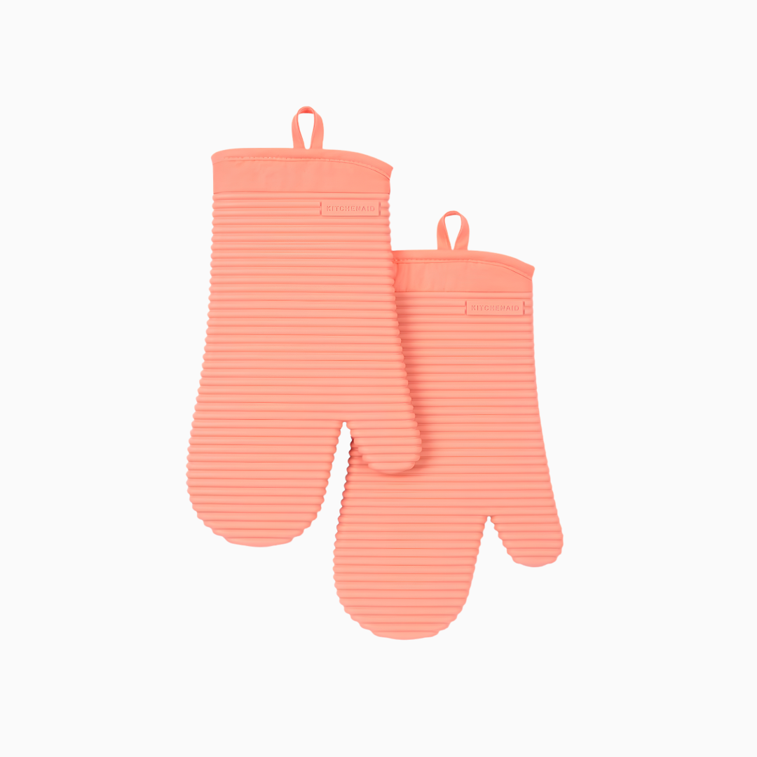 KITCHENAID Ribbed Soft Silicone Oven Mitt 2-Pack Set